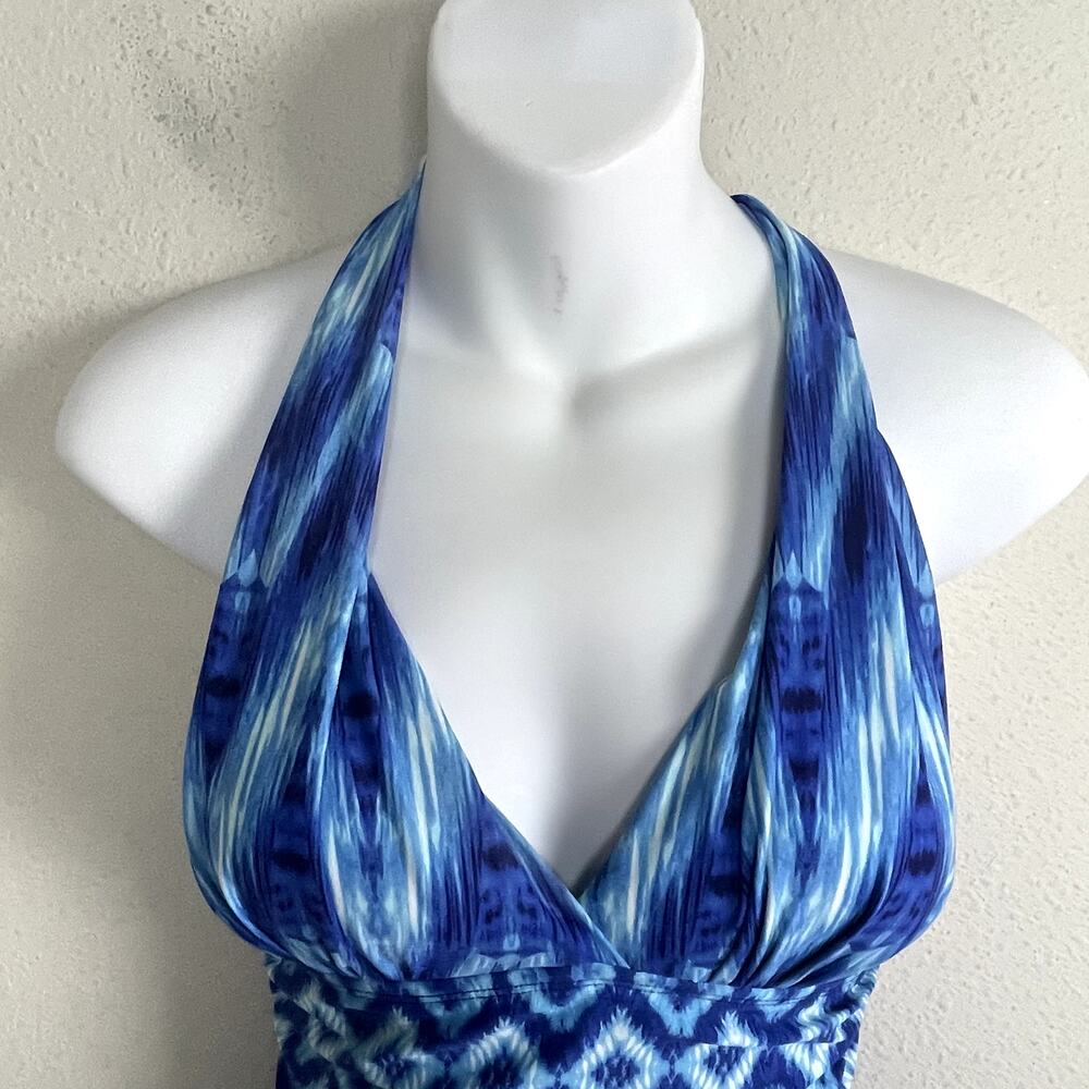 La Blanca Desert Mirage One Piece Swimsuit Size 6 – Blue‎ Batik Halter Geometric - Picture 7 of 11